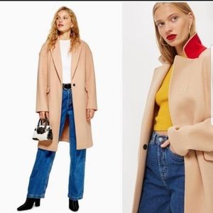 TopShop Red lined camel coat